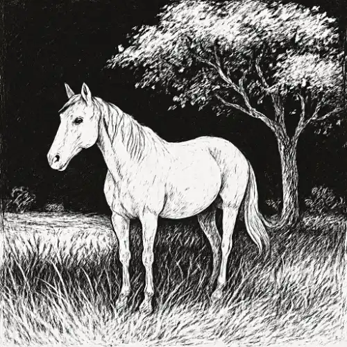Negative space drawing of a horse