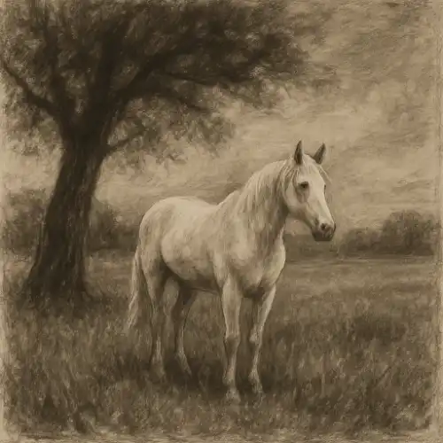 Subtractive drawing of a horse